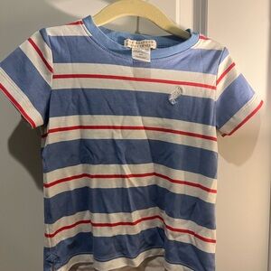 The Beaufort Bonnet Striped Blue & White Kids Tee with Red Accents